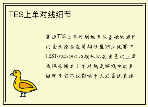 TES上单对线细节