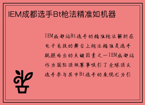 IEM成都选手Bt枪法精准如机器